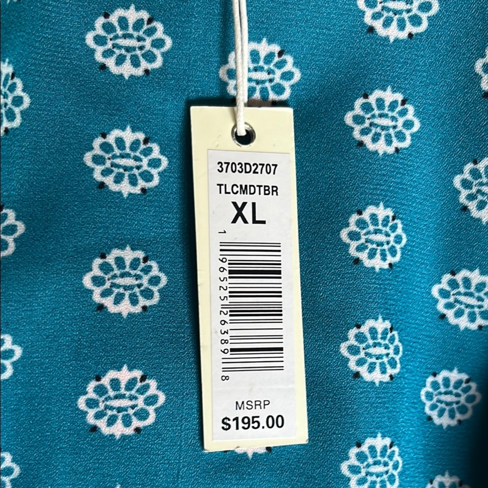 Max Studio Teal and White Floral Blouse - XL